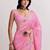 Pink paisley embroidered satin saree