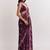Purple ethnic motifs embroidered satin saree