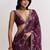 Purple ethnic motifs embroidered satin saree