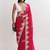 Pink women paisley embroidered satin saree