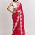 Pink women paisley embroidered satin saree