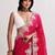 Pink women paisley embroidered satin saree