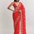 Red ethnic motifs embroidered satin heavy work saree