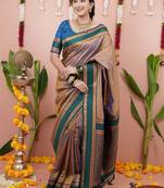 Multicolor woven design zari art silk narayan peth saree