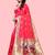 Peach peach paithani woven design saree and has a zari border blouse piece