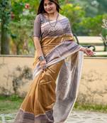 Olive ethnic motifs art silk saree