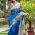 Blue warli art silk saree