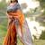 Orange women printed pure silk saree