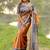 Orange women printed pure silk saree