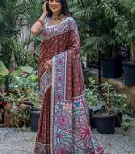 Brown art silk saree
