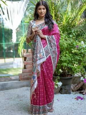 Magenta art silk saree 1