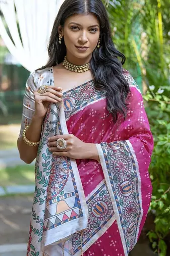 Magenta art silk saree