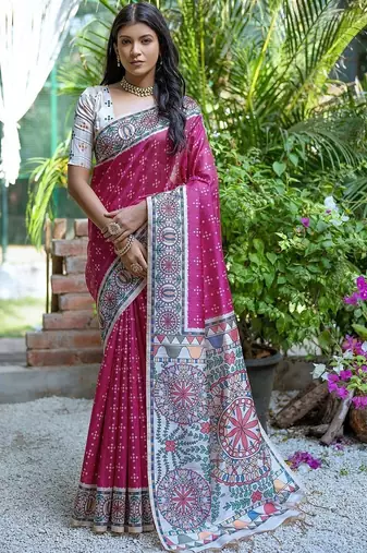Magenta art silk saree