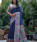 Navy blue bandhani art silk saree