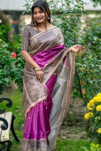 Purple zari art silk saree