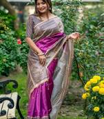 Purple zari art silk saree