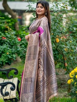 Purple zari art silk saree 2