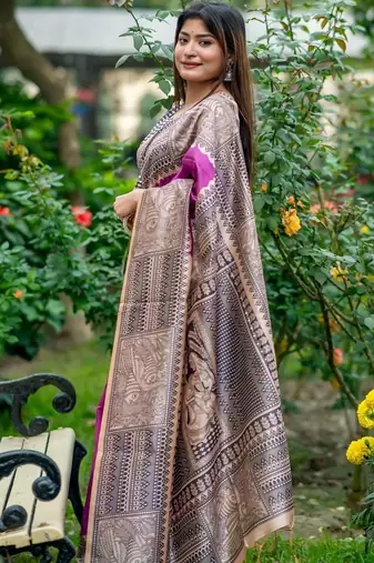 Purple zari art silk saree
