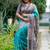 Teal women teal art silk saree