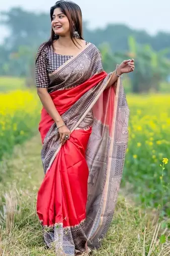 Red art silk saree