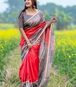 Red art silk saree