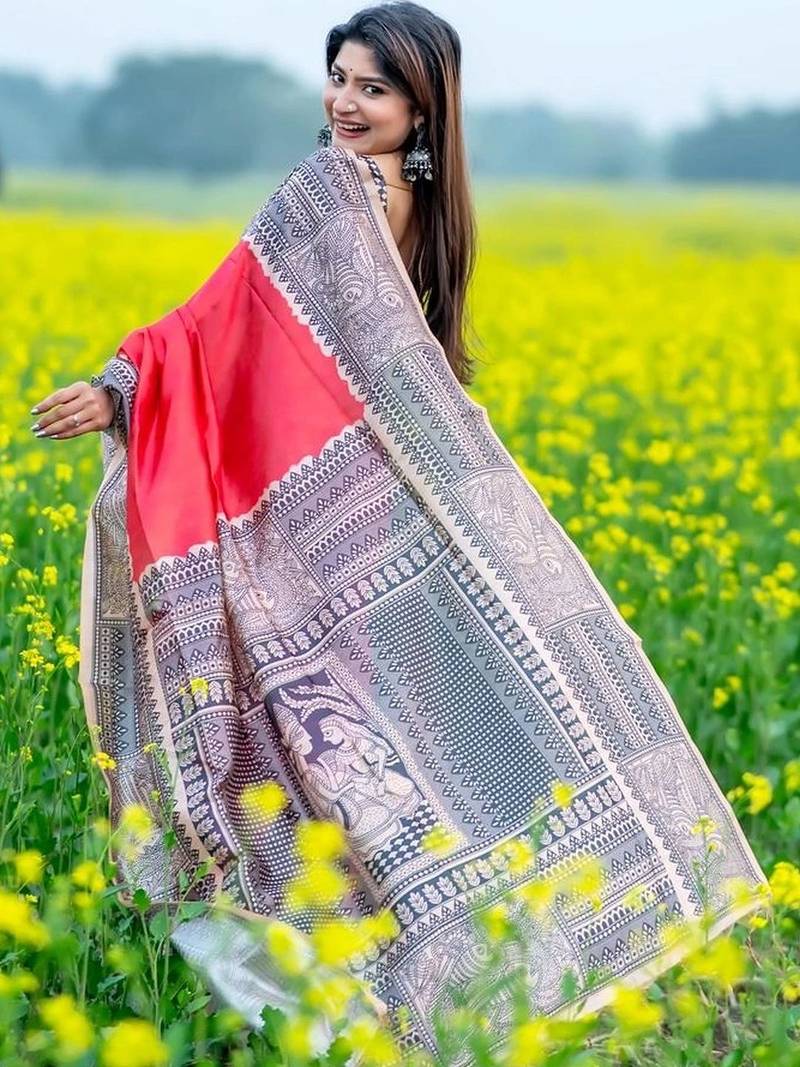 Red art silk saree