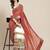 Red kutchi embroidery pure georgette half and half bandhani saree