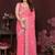 Pink floral embroidered pure chiffon heavy work saree