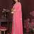 Pink floral embroidered pure chiffon heavy work saree