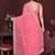 Pink floral embroidered pure chiffon heavy work saree