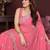 Pink floral embroidered pure chiffon heavy work saree