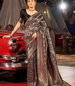 Black woven design zari saree