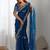 Blue ethnic motifs embroidered sequinned tissue saree with unstiched blouse piece