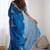Blue ethnic motifs embroidered sequinned tissue saree with unstiched blouse piece