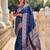 Blue woven design zari banarasi saree with blouse piece