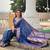 Blue woven design zari banarasi saree with blouse piece
