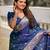 Blue woven design zari banarasi saree with blouse piece