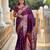 Purple ethnic motifs woven design banarasi saree