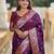 Purple ethnic motifs woven design banarasi saree