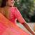 Peach woven design zari banarasi saree with matching blouse piece