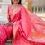 Peach woven design zari banarasi saree with matching blouse piece