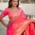 Peach woven design zari banarasi saree with matching blouse piece