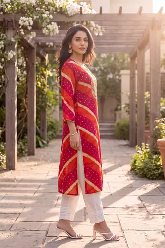 Women's multicolor rayon leheriya printed kurta | elegant ethnic wear kurti | trendy casual & festive wear for women