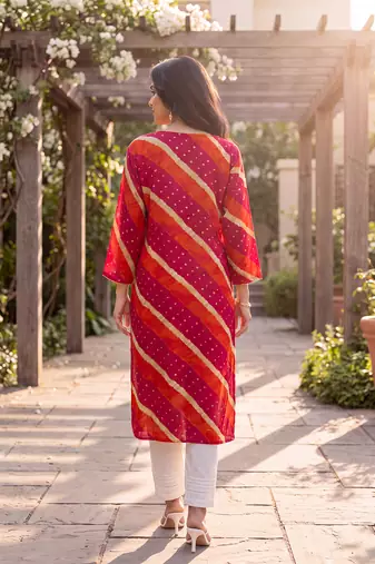 Women's multicolor rayon leheriya printed kurta | elegant ethnic wear kurti | trendy casual & festive wear for women