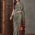 Green striped silk blend designer saree