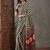 Green striped silk blend designer saree
