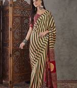 Multicolor striped silk blend designer saree
