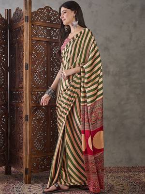 Multicolor striped silk blend designer saree 2