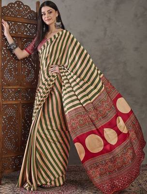 Multicolor striped silk blend designer saree 3