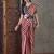 Pink striped silk blend saree